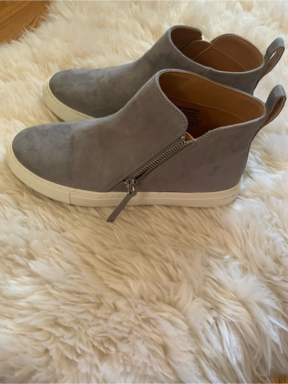 J. Crew Gray Suede Zip-Detail Wedge Sneakers